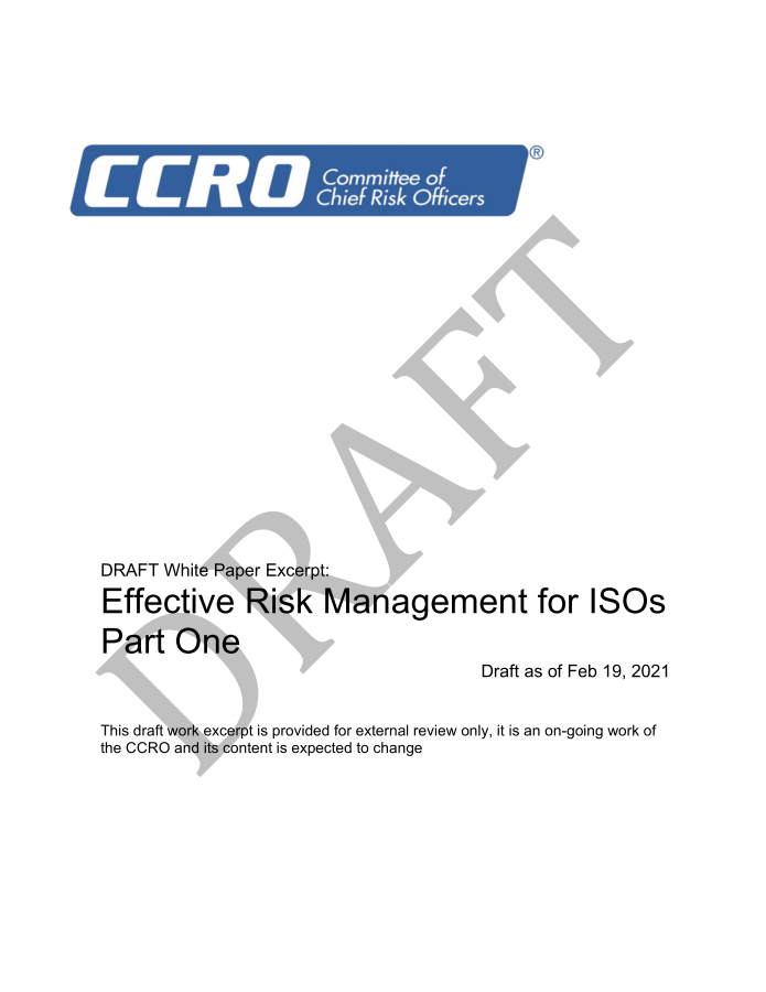 ISO Risk Management Standards; Part 1 Principles