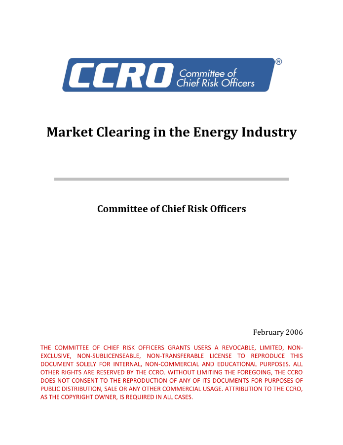 Market Clearing in the Energy Industry